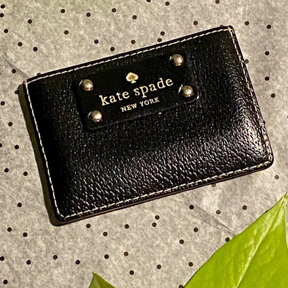 Authentic Black Leather Kate Spade Slim Card Case